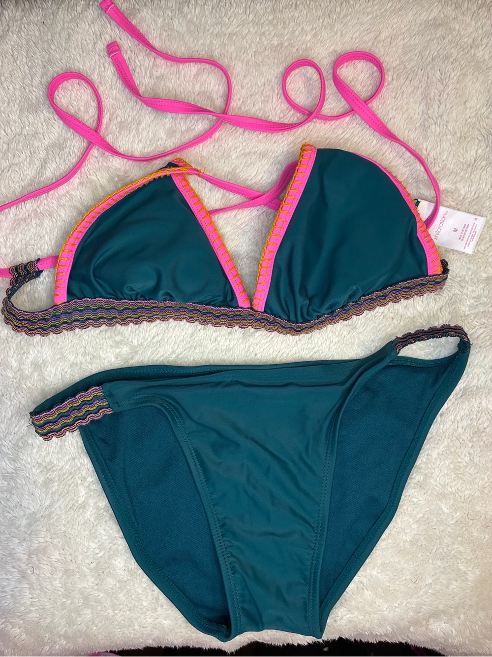 Xhilaration Teal Bikini with Hot Pink Trim